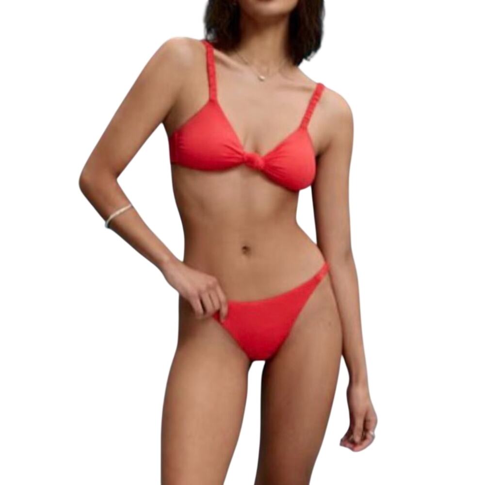 NWT Vitamin A Knot Front Bralette & Side Cinch Classic Coverage Bottom Size XXL